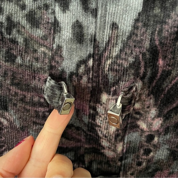 St. John Black, Grey, Purple Floral and Animal Print Corduroy Blazer Jacket - Picture 12 of 15